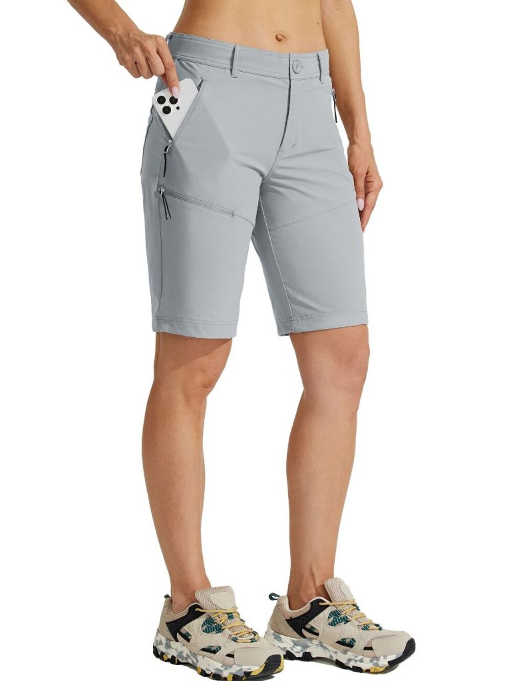 Willit Women's Gray 10 Inch Hiking Shorts Size 6 Multi Pocket